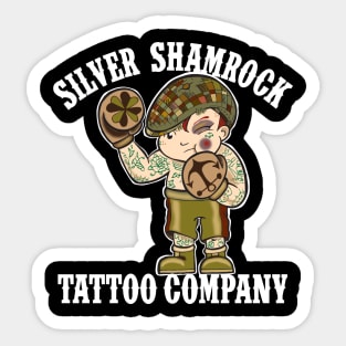 Silver Shamrock Tattoo Company Irish Kewpie Boxer Shop Shirt Sticker